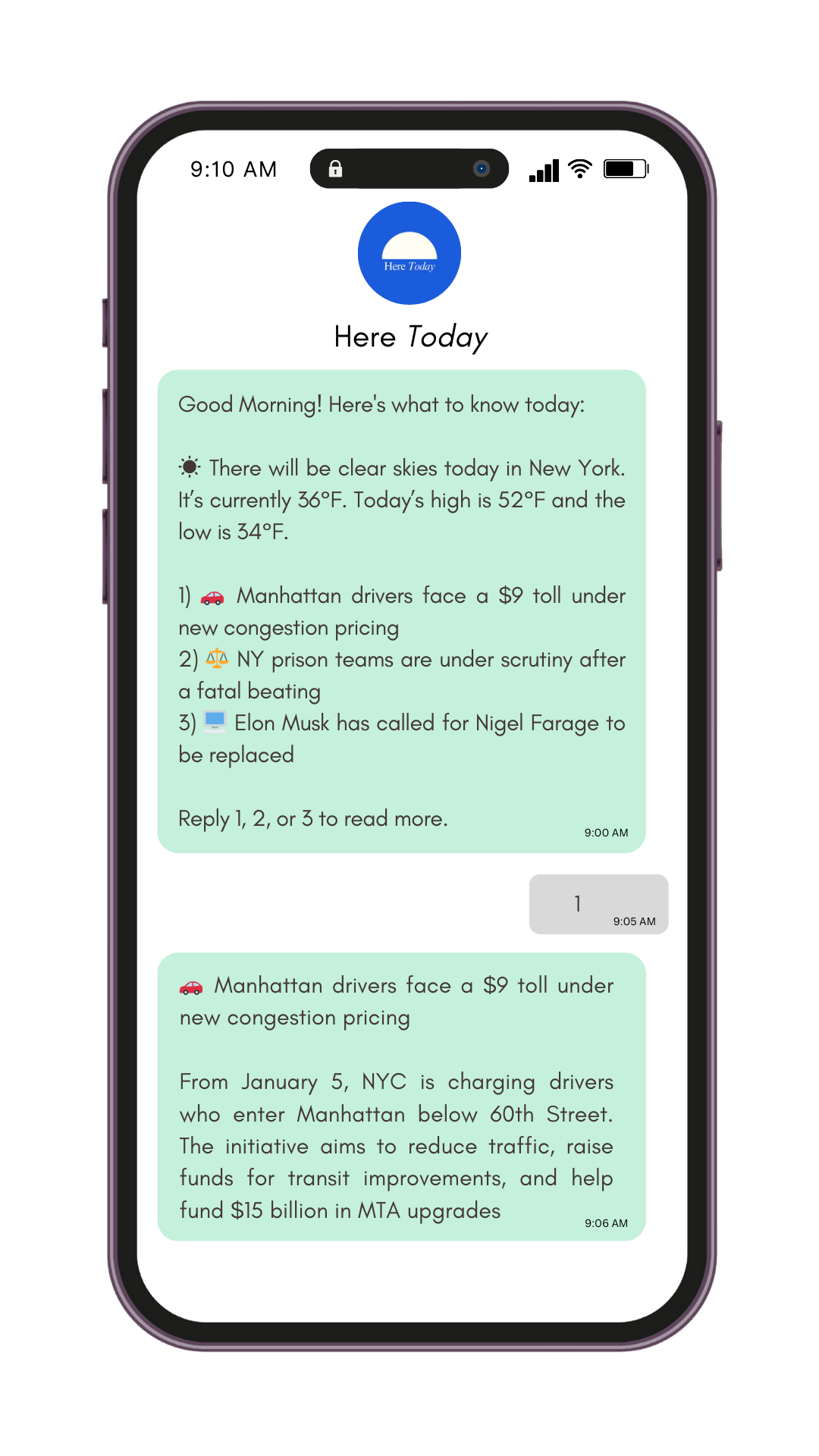 Phone with chat messages